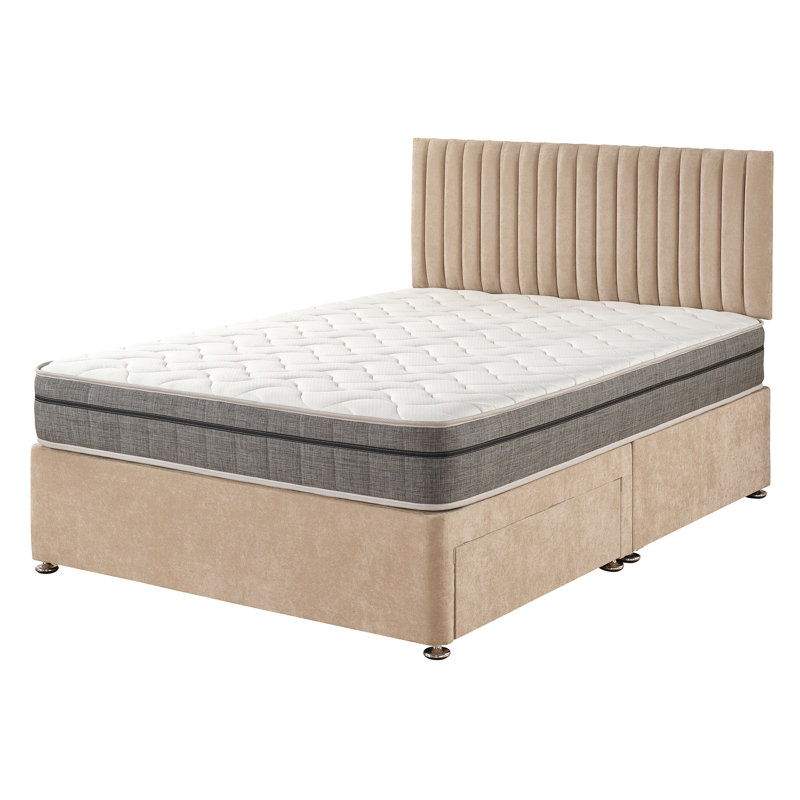 Mykenzie Pocket Memory Divan Bed Set, Kingsize (5'), Sand, No Drawers