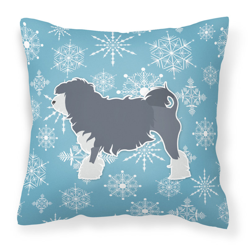 Winter Snowflakes Indoor/Outdoor Throw Pillow, 18" H x 18" W x 3" D