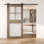 Porte de grange en verre givré non assemblée et non assemblée de 26 po x 84 po à 5 lumières Homacer Classic, avec rail d'installation de 4,5 pi, usage intérieur seulement