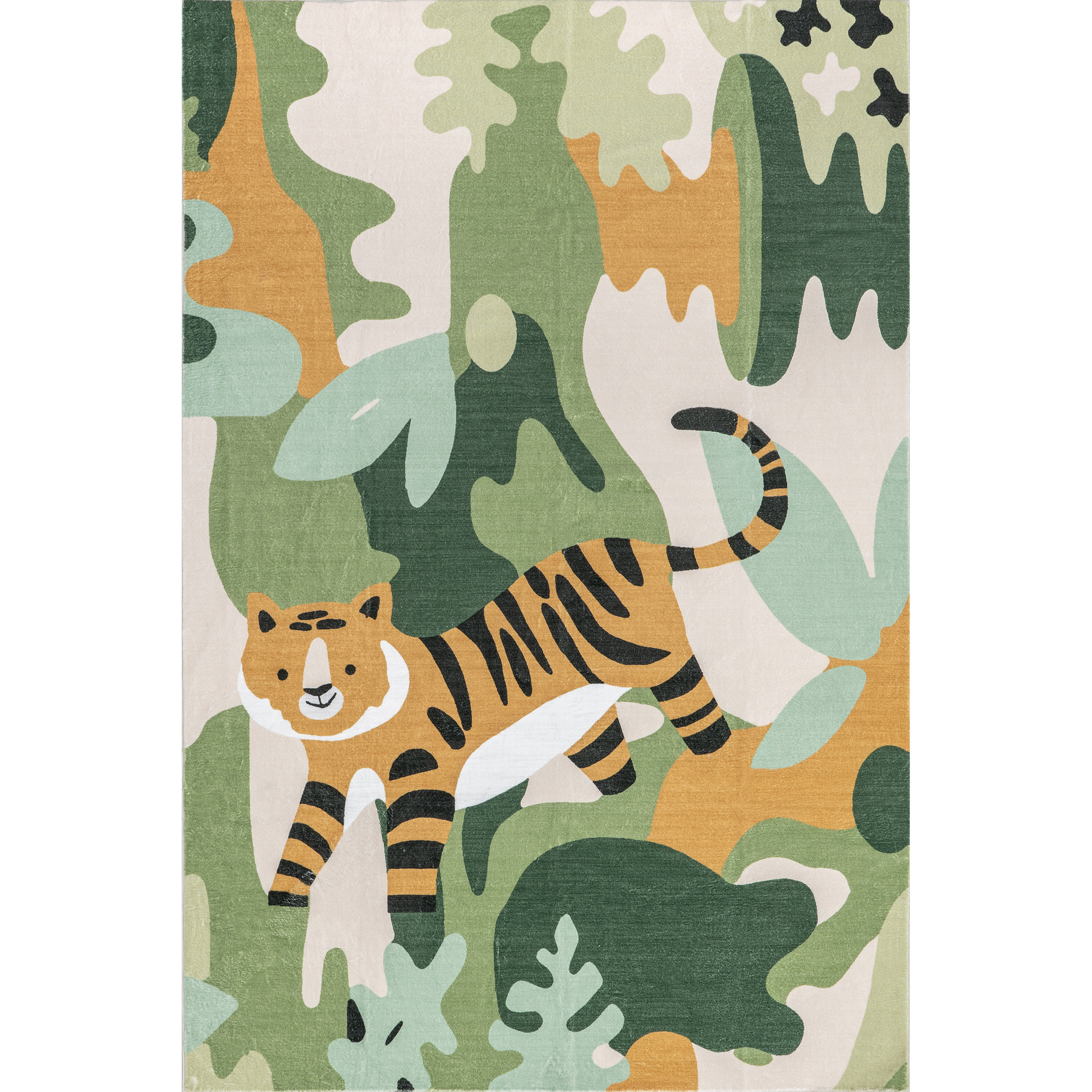 Indigo Safari Reenie SpinClean Jungle Tiger Machine Washable Area Rug ...