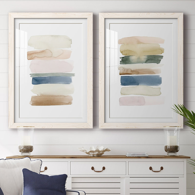 Impression encadrée «Faint Swatches I-Premium» - prêt à être accroché, Blanc, H 27,5 po x l 75 po x P 1,5 po