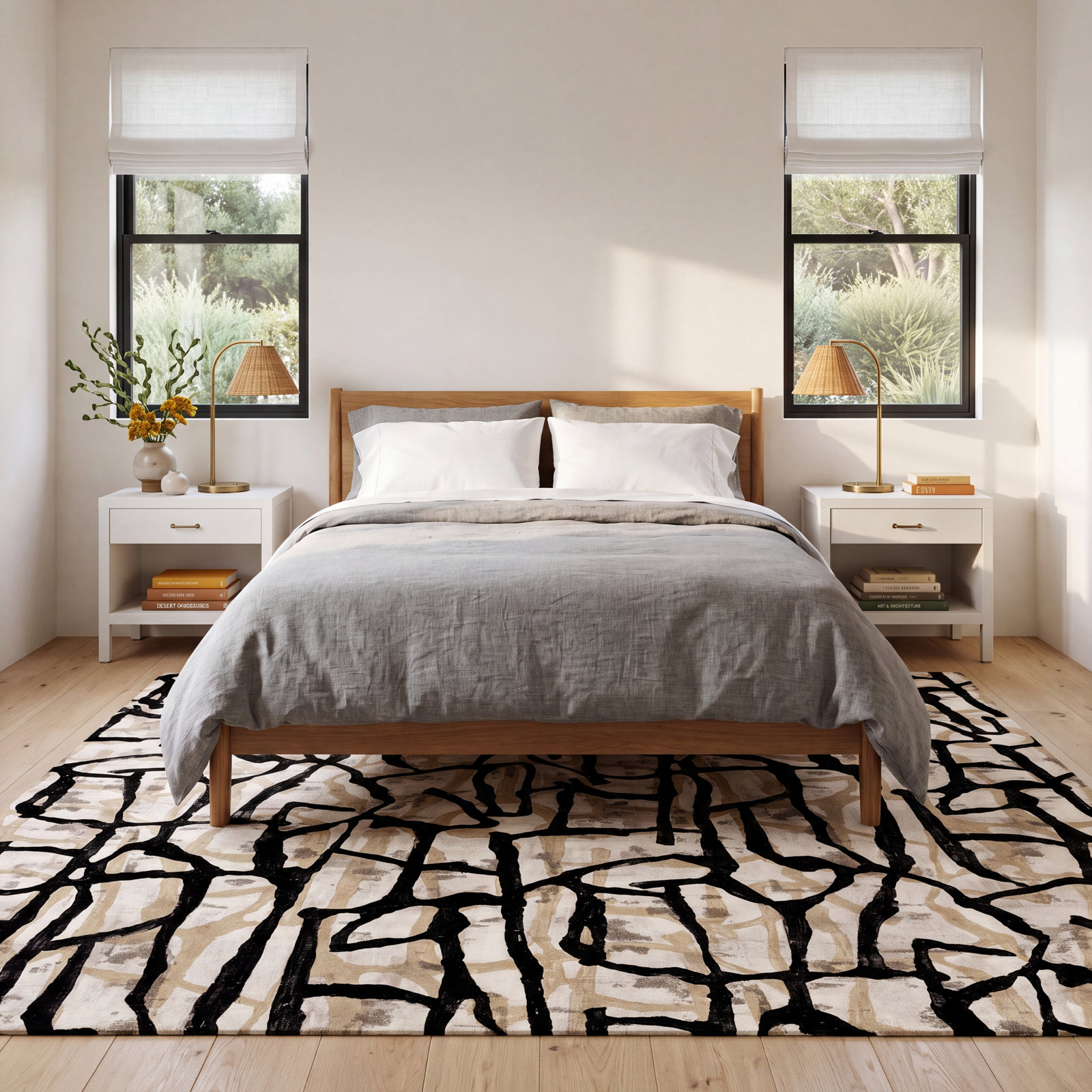 Zenia Abstract Wallpaper, Ebony/Sand