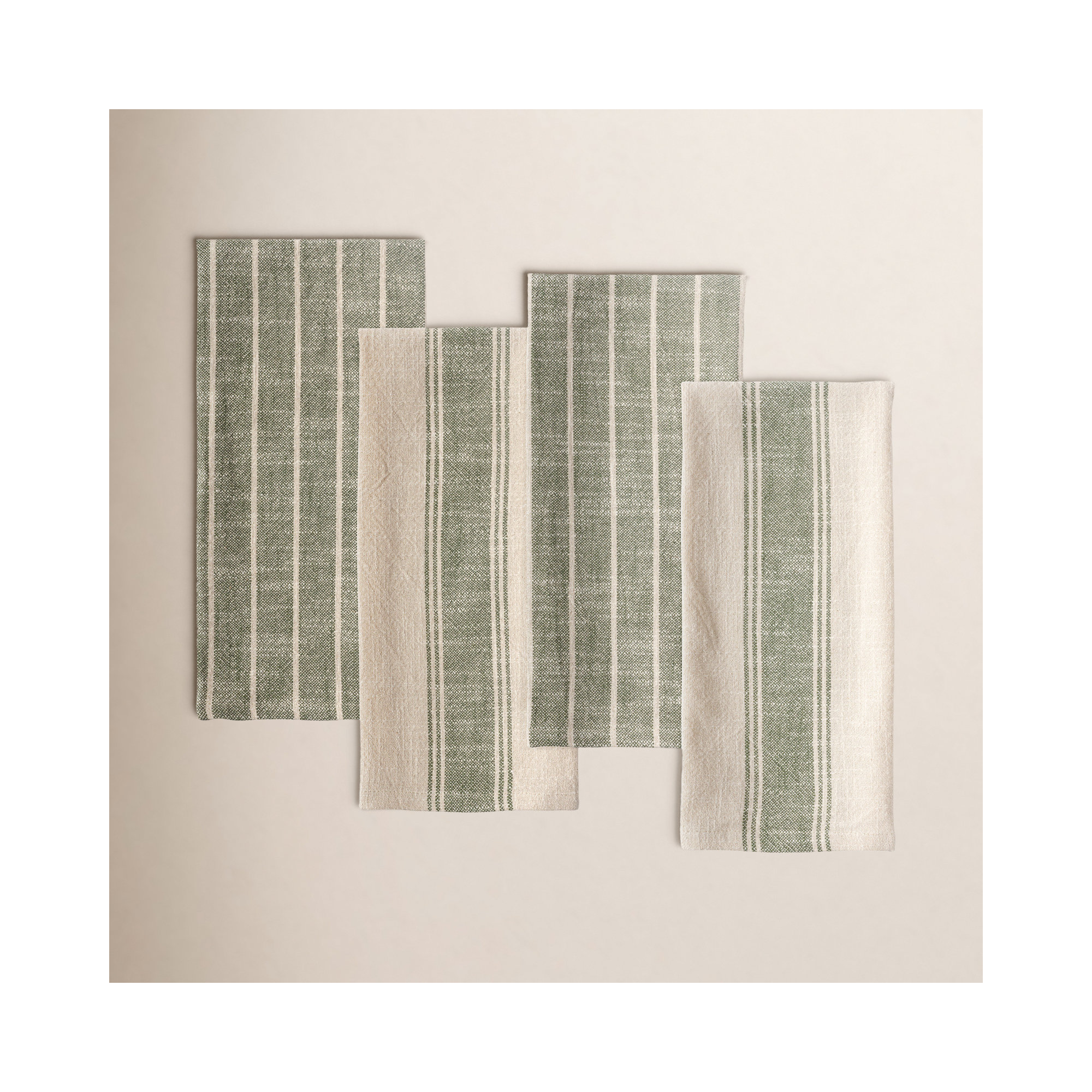 4 Piece Monaco Slubbed Tea Towel Set, Olive