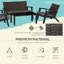Ensemble de canapé de patio 4 pièces Red Barrel Studio®, canapé d'extérieur en rotin PE avec 2 canapés rembourrés, 1 causeuse et une table basse avec plateau en verre trempé pour le jardin, la cour