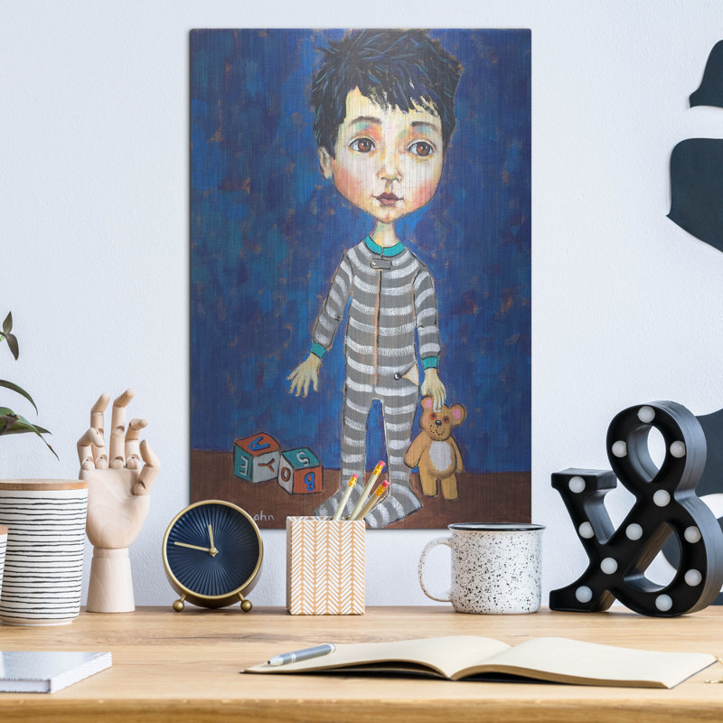 «Blue Pyjama Boy» par Holly Wojhan, H 16 po x l 12 po