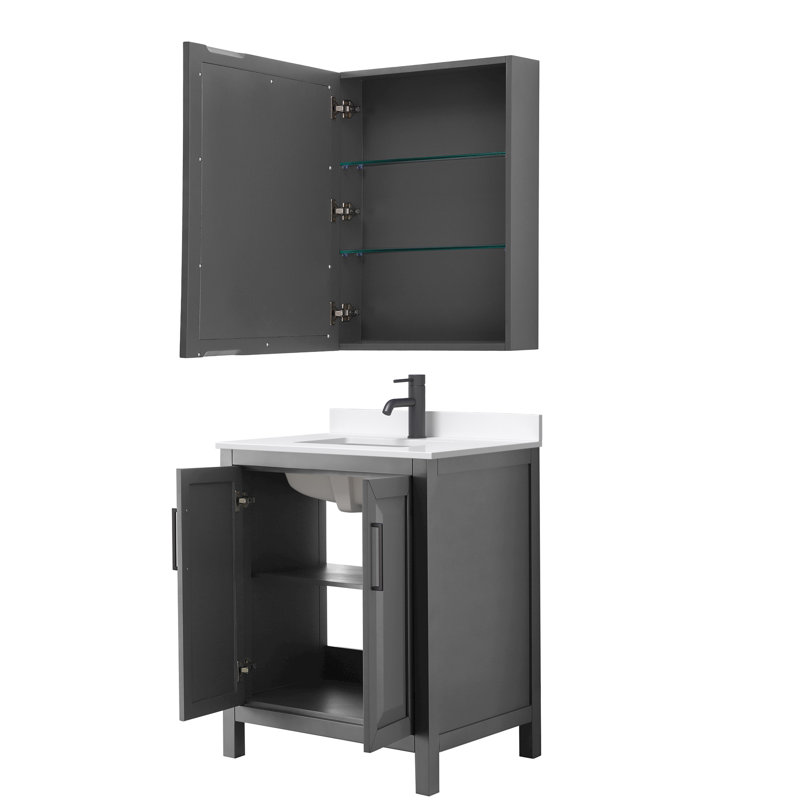 Daria 30'' W Vanity, Matte Black, Gray, Giotto Quartz