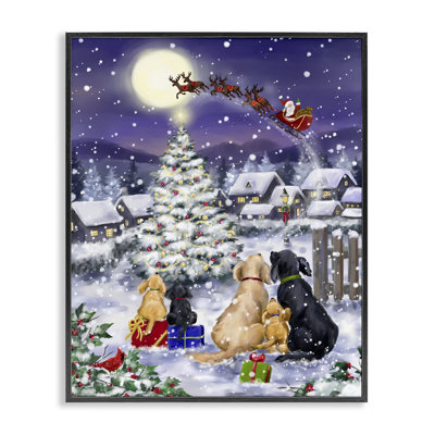 Dogs Watching Sleigh Framed Giclee Art by Jean Francois