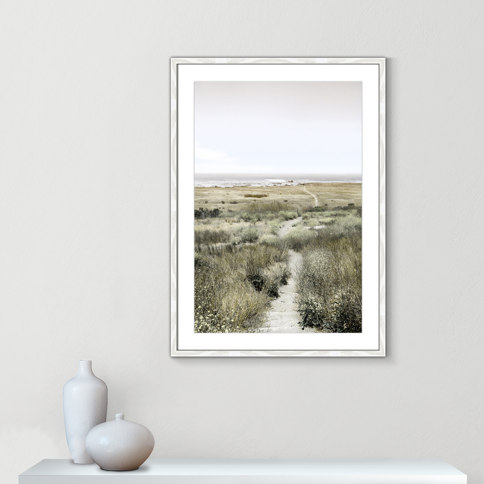 Toscani "Footpath to Paradise" Print, 25.5 W x 35.5 H x 0.75 D, White Wood Grain
