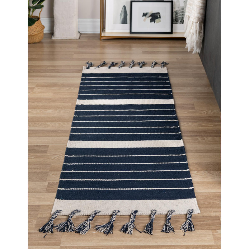 Gwin Cotton Striped Indoor Rug, Runner 2'7" x 10'