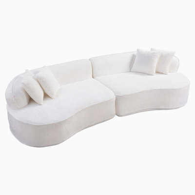 Minimalist Oversized Curved L Shape Luxury Modular Sectional Convertible Sleeper Sofa No Assembly For Apartment Reception Living Space
