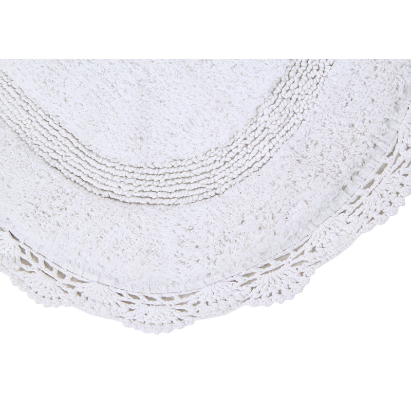 Winfree Cotton Non-Slip Bath Rug, White, 32" W x 20" L