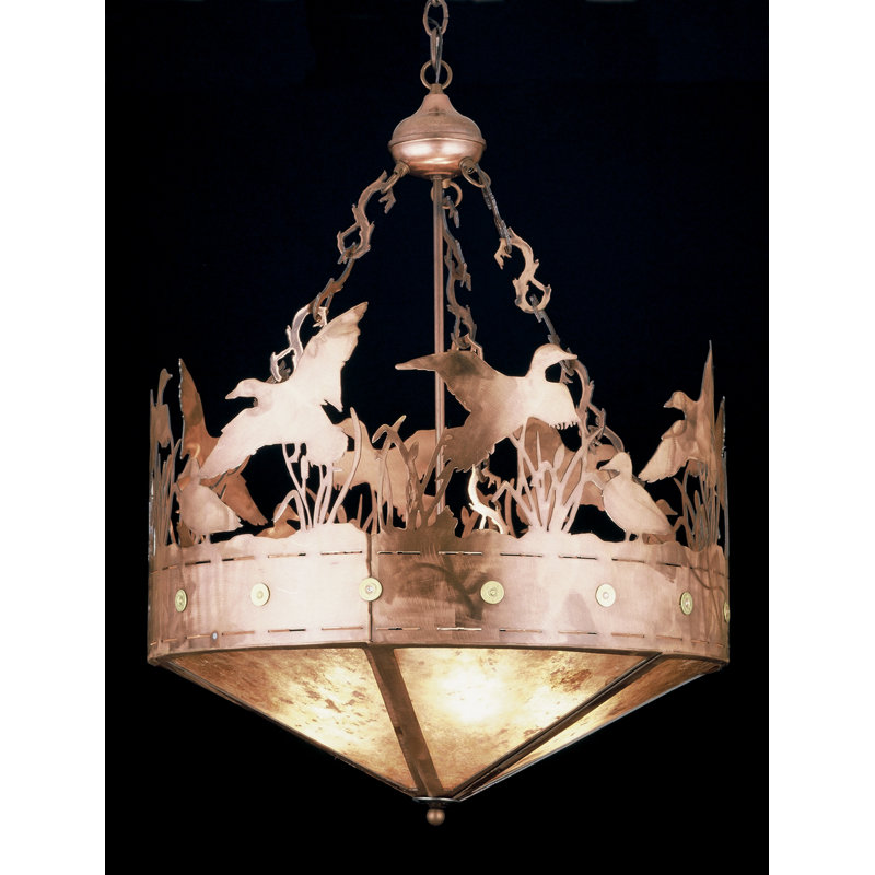 Rustic Lodge Pendant, 62" H x 24" W x 24" D, Copper