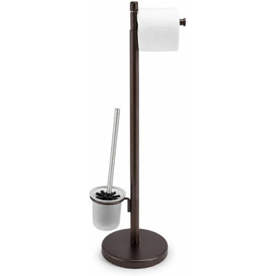 Brosse de toilette sur pied avec porte-papier hygiénique, ensemble de salle de bain autoportant