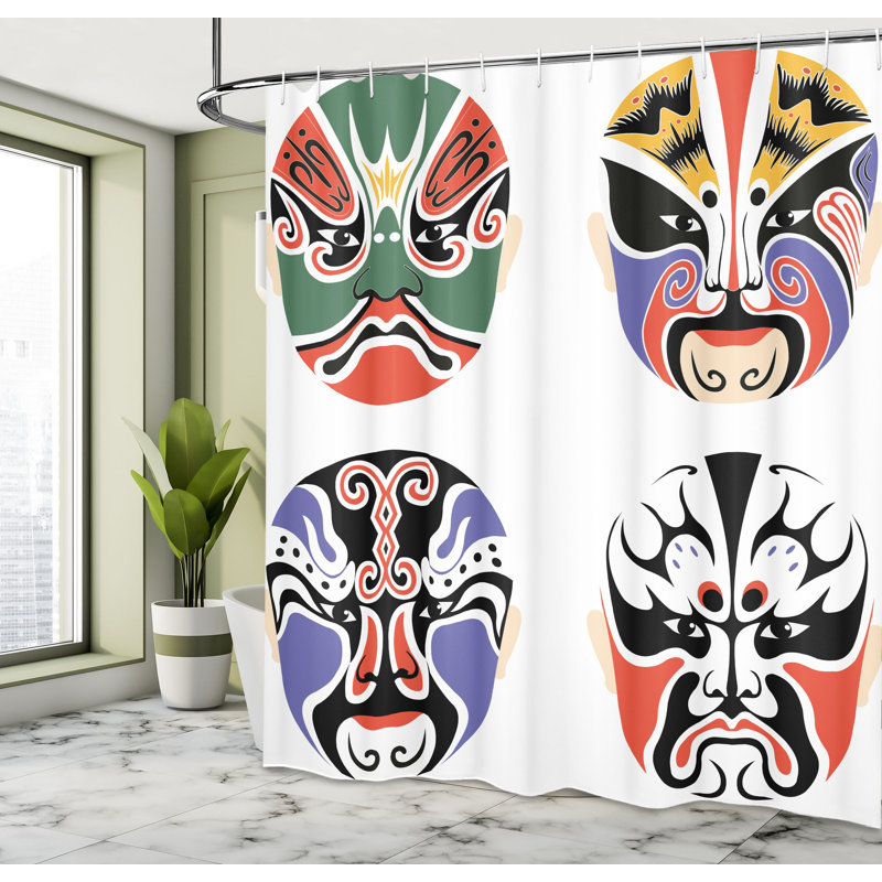 Dakota Fields Kabuki Shower Curtain Chinese Opera Multicolor, 75"H x 69"W