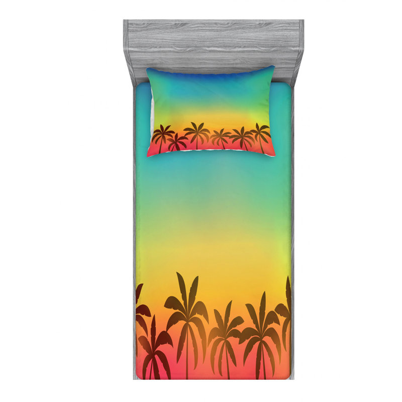 Tropical Microfiber Sheet Set, Twin Sheet Set with Fitted Sheet