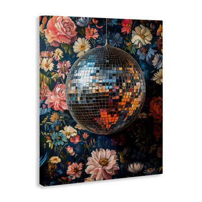 Floral Disco Ball Reflection Canvas, design by LSR Design Studio