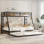 Lit superposé simple au-dessus d'un lit double en métal avec lit gigogne simple-1838732441