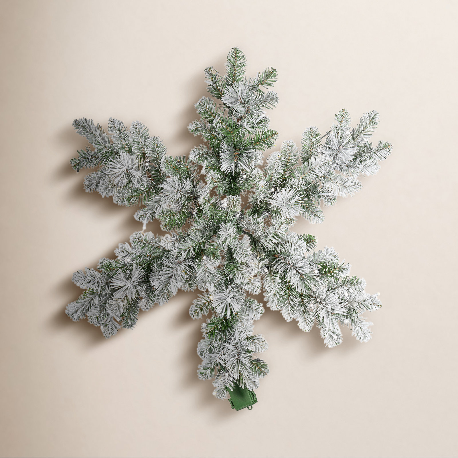 Stunning 30 Inch Flocked Needle Pine Mix Snowflake With Warm White LED Lights