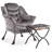Lazy Chair with Ottoman, Comfortable Reading Chairs with Foldable Footrest for Living Bedroom with Armrests & a Side Pocket-2114092846