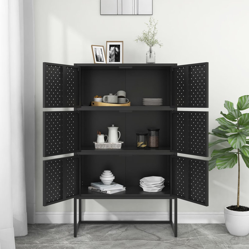 Darril Storage Cabinet Sideboard Cabinet for Entryway Bedroom Office Steel, Black