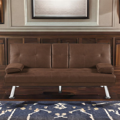 66'' Faux Leather Convertible Sofa