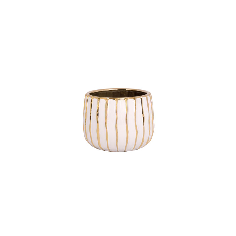Stoneware Pot Gold, 6.5" H x 8" W x 8" D