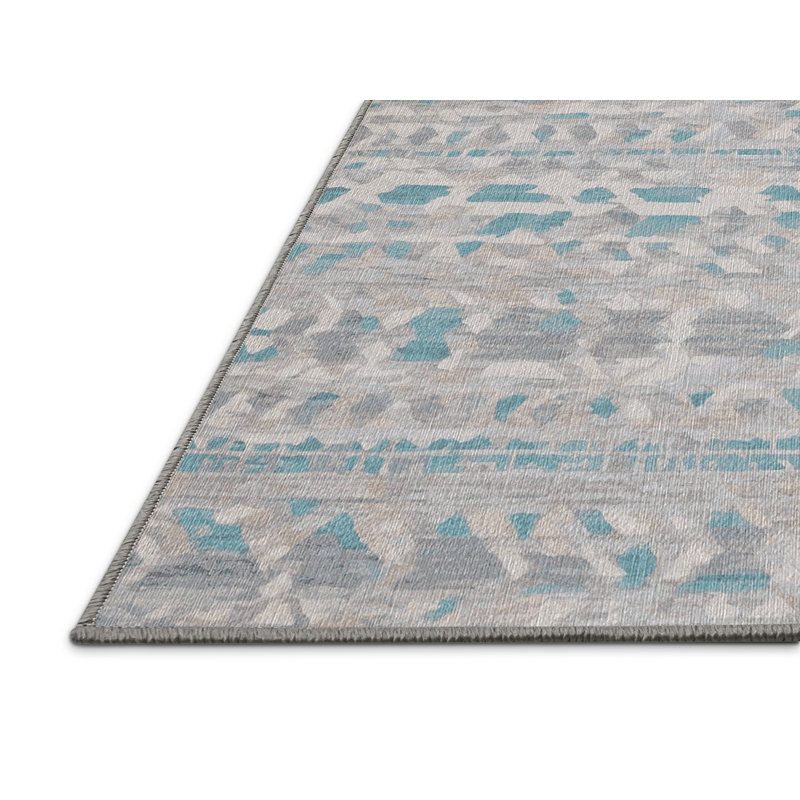 Machine Washable Gray Area Rug, Rectangle 5' x 8'