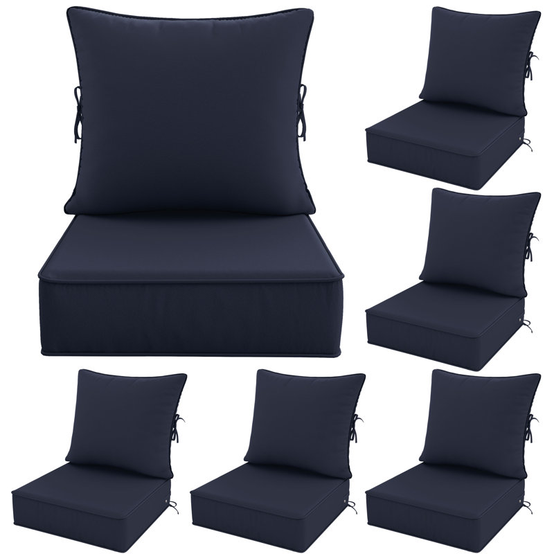Outdoor Deep Seat Cushion Set – 6.5” Thick, Non-Slip Patio Cushions For Chairs, Sofas, And Couches, Navy