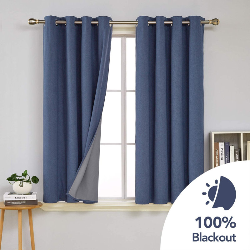 Alhamdi Blackout Curtain Pair, Dark Blue, 117cm Width x 138cm Drop