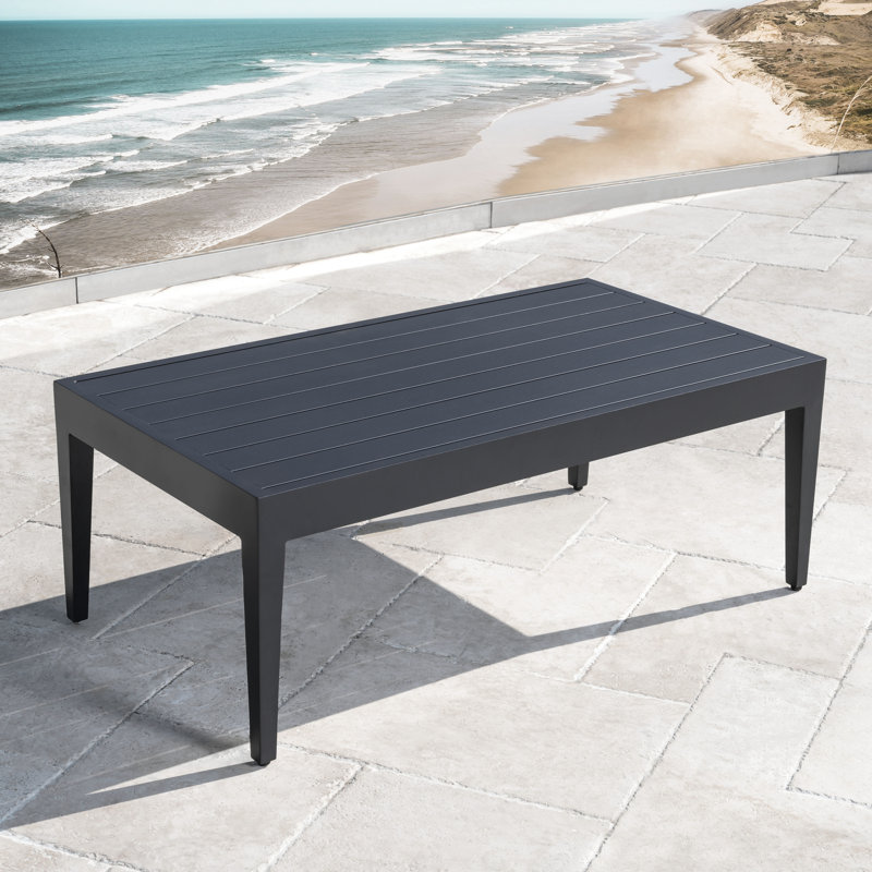 Belamar Outdoor Coffee Table, Gray Aluminum, Gray