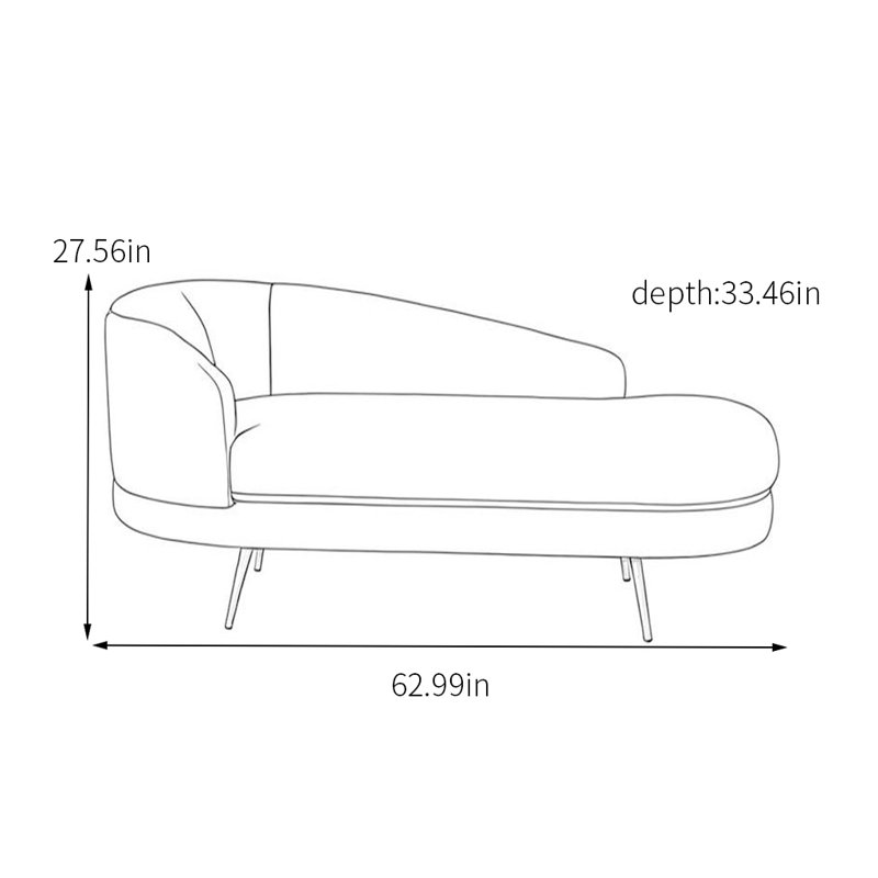Chaise longue en tissu avec pieds en métal, Orienté à gauche (vu de face), Couleur café