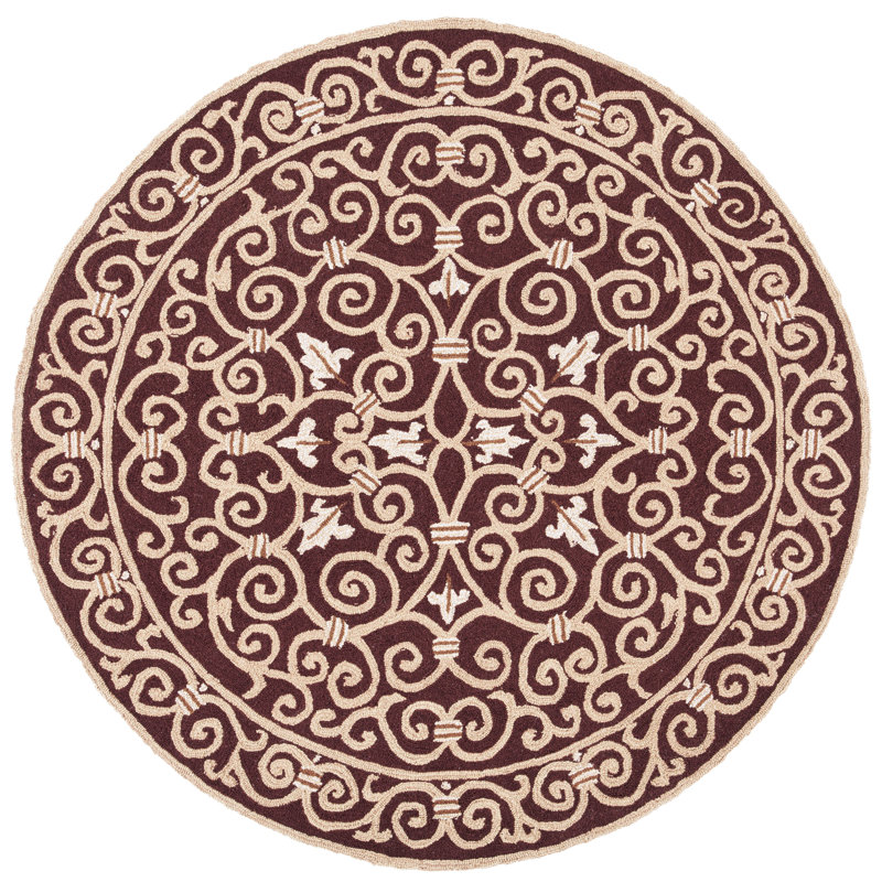 Brayton Hand Hooked Wool Pile Oriental Rug, Round 5'6"