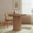 Japandi 35.5" Small Round Wooden Dining Table for 2 with Pedestal Base