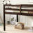 Solid Wooden, Rubber Wooden Loft Bed with Ladder, Bed Platform of Strengthened Slats-1005813444