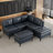 94.88 " Faux Leather L-Shaped Sectional with Ottoman-2146315243