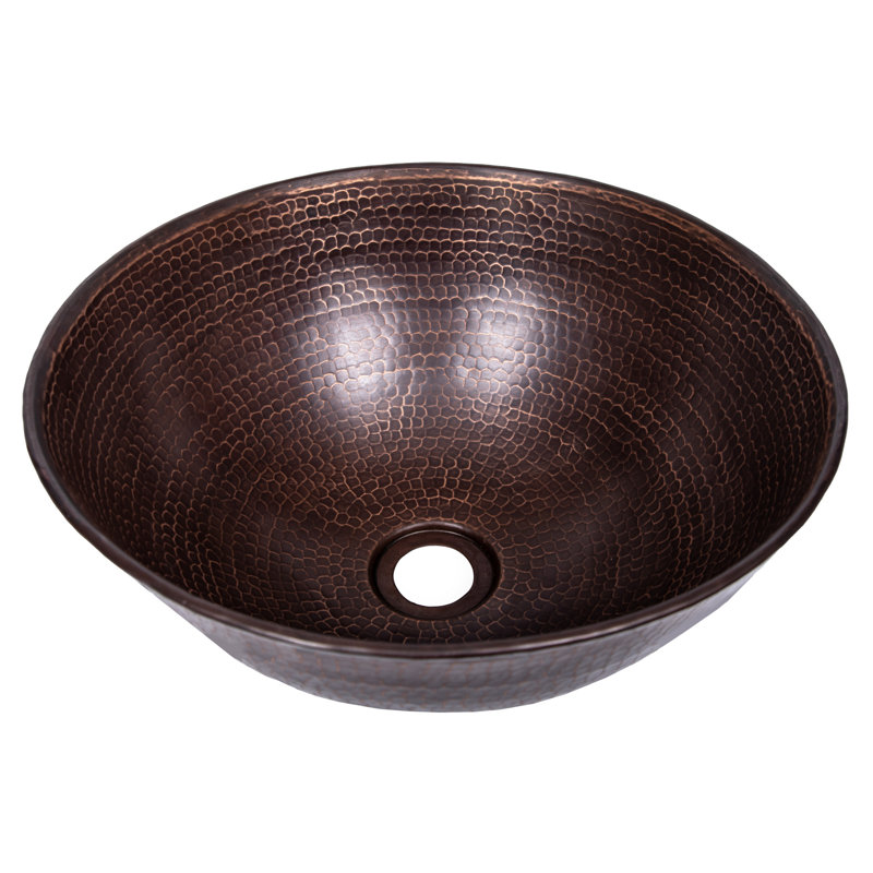 Eden Bath 14'' Antique Dark Copper Metal Circular Bathroom Sink