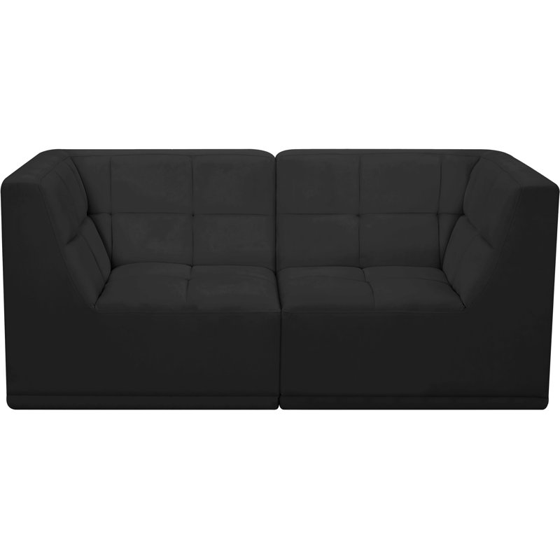 Causeuse Chesterfield Heloud, Velours noir