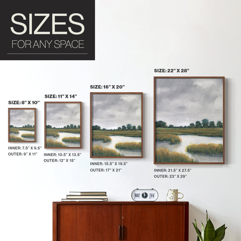 Salt Marshes II, reproduction encadrée - bois massif, Brun, H 10 po x l 8 po