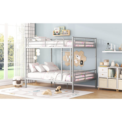 Silver Twin Over Metal Bunk - Robust Construction, Exterior, Space Saving Solution Bunkbed Strong Framework, Finish, Feature