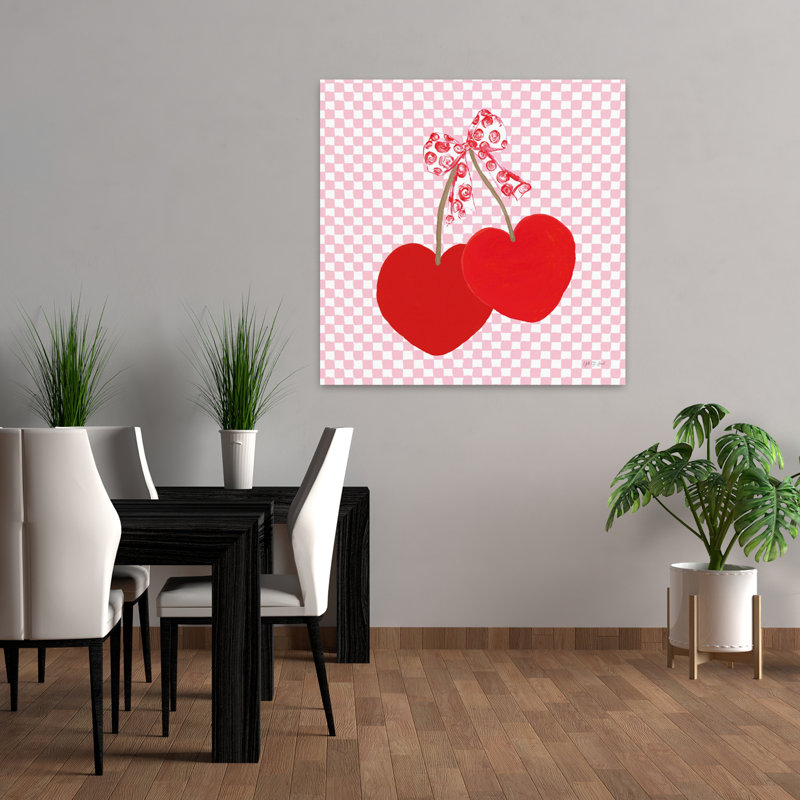 Cherry Hearts, art contemporain, H 36 po x l 36 po