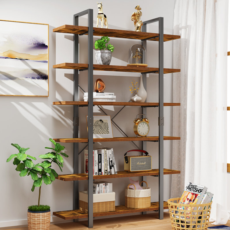 83"H X 41"W Vintage Industrial Etagere Bookcase For Living Room, Office, Kitchen