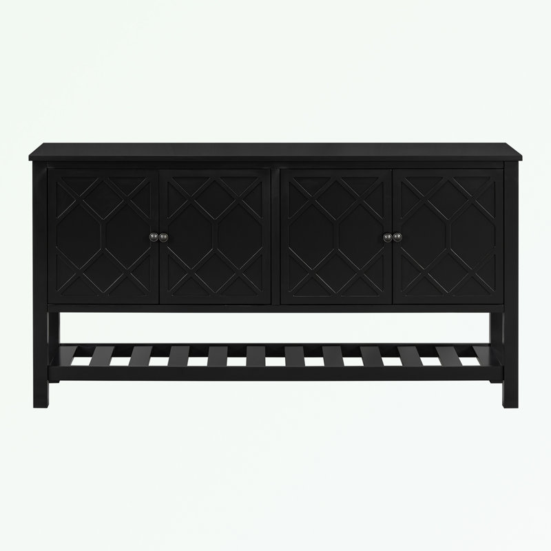 sideboard with Four-door and buttom shelf, Black