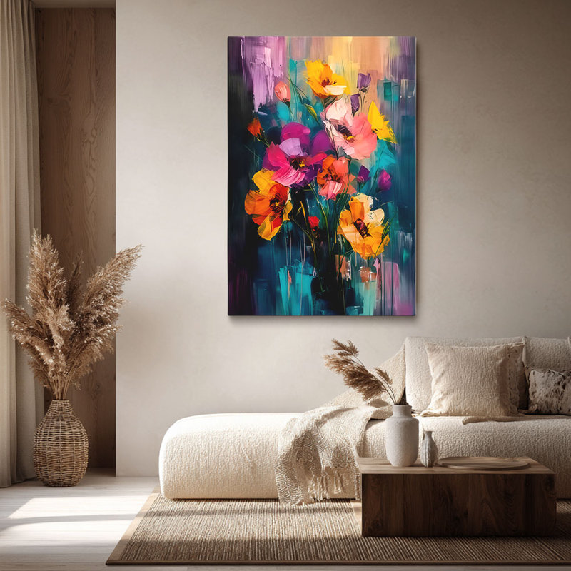 Impression sur toile Modern Modern Vibrant Abstract Floral Bouquet - Urban Studio, 18*12 pouces (45*30*2 cm)