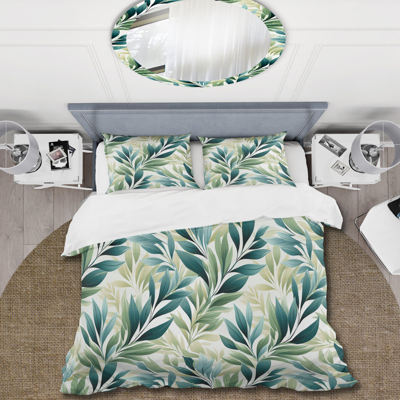 Leafy Tranquility Tropical Pattern I Duvet Cover, King Duvet Cover + 2 King Shams