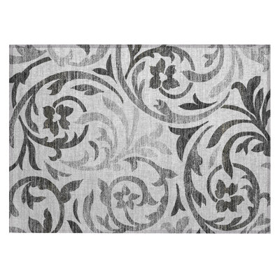 Washable Floral Indoor / Outdoor Rug