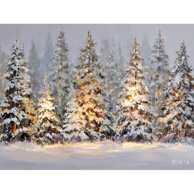 «Winter Lights in the Pines», art mural sur toile tendue, H 24 po x l 16 po