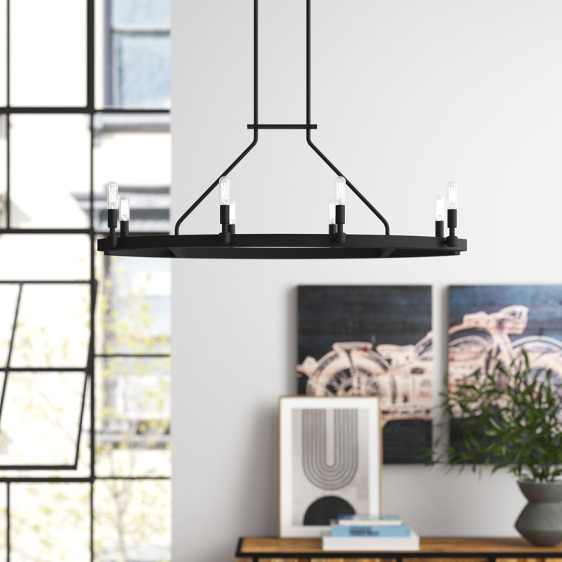 Calvin 8 - Light Dimmable Wagon Wheel Chandelier