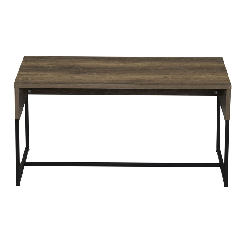 Ashwood Grain Coffee Table with Black Iron Base, Ashwood Top/Black Base