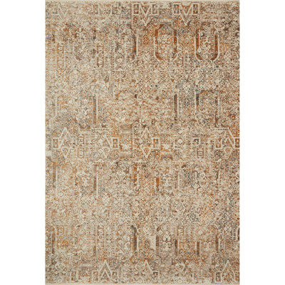 Tapis brun/ivoire tissé à la machine Varena