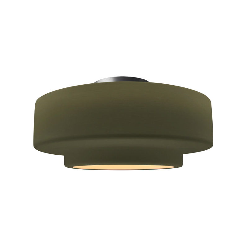 Plafonnier semi-encastré Radiance, H 7,25 po x l 14,5 po x P 14,5 po, Vert mat, Nickel brossé